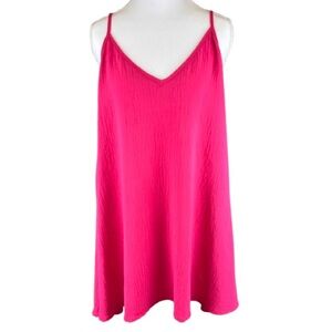 ODDY 3XL Hot Pink Swing Cami Top Flowy V Neck Minimalist